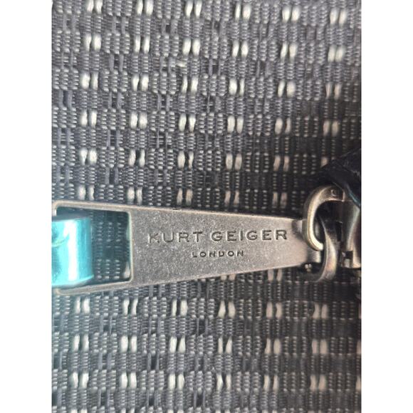 NWT Kurt Geiger Multi Metallic Heart Love Croc Zip Around Wallet Black - Picture 5 of 5